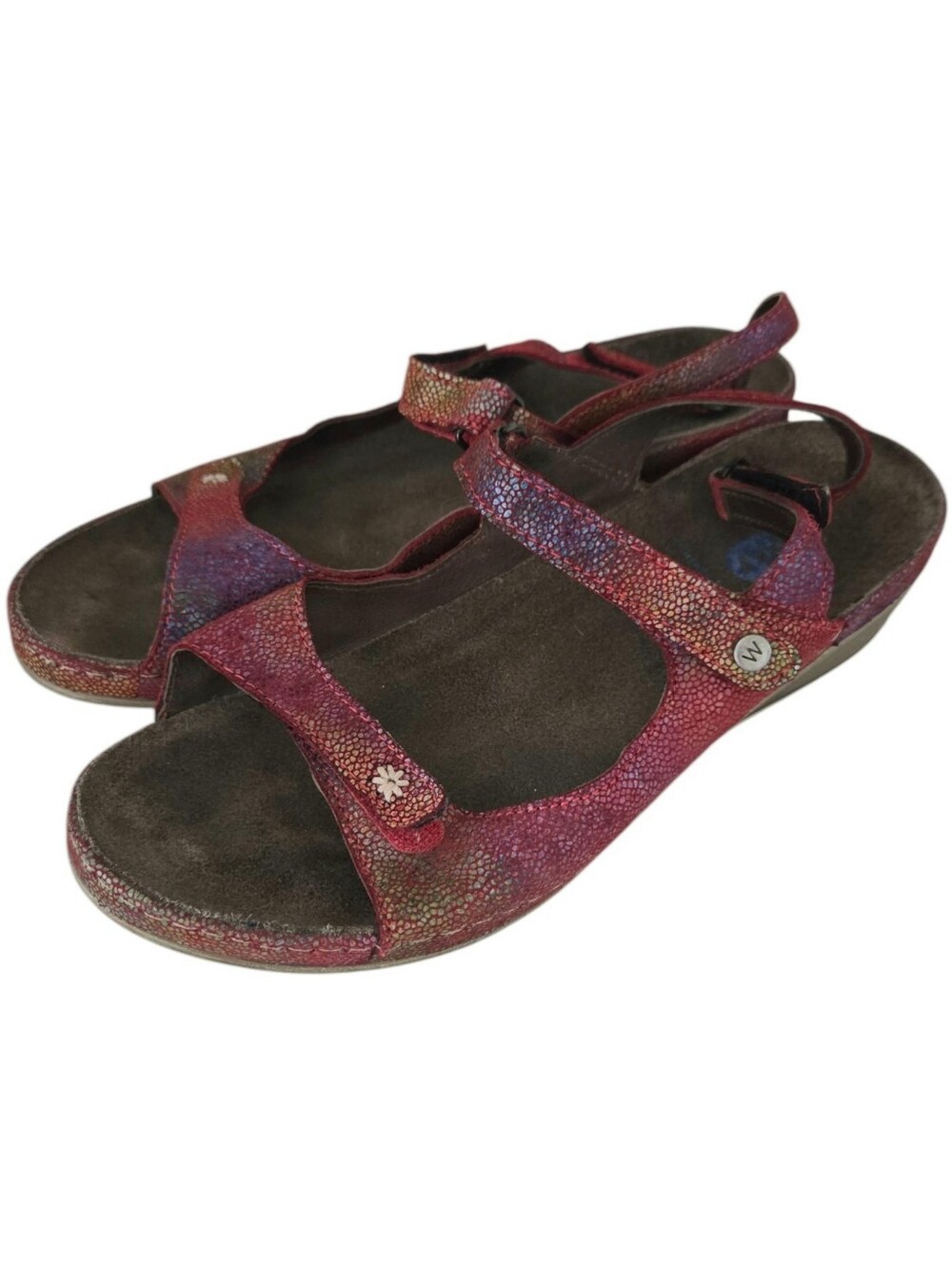 wolky pichu strappy sandals fantasy red multicolor hook & loop size 41 (9-10)